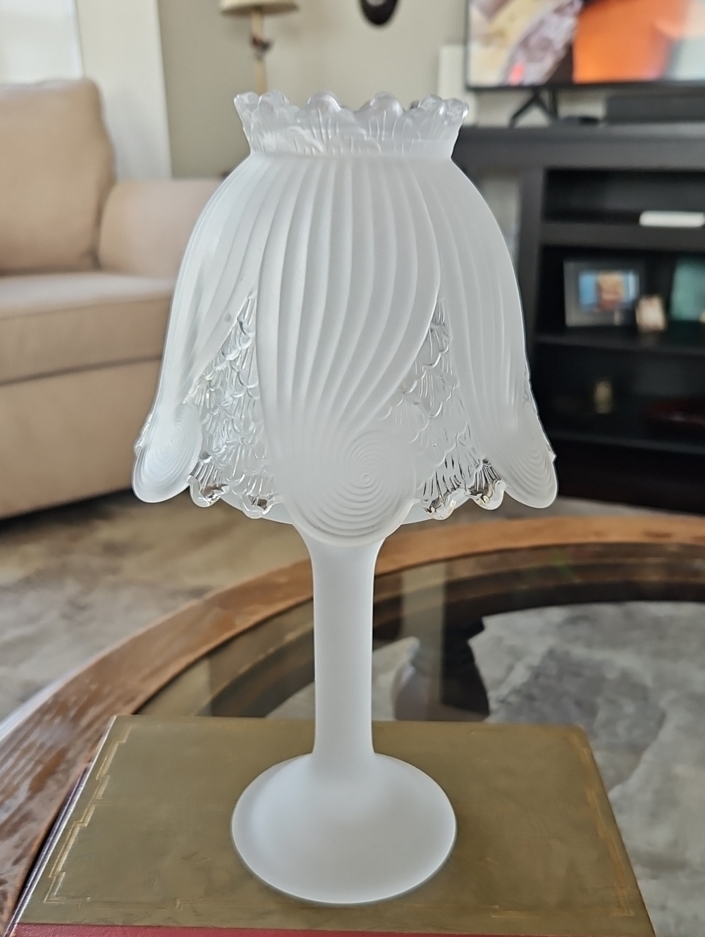 Vintage PartyLite "Clairmont" Frosted Satin Glass Fairy Lamp (MODEL P0373)
